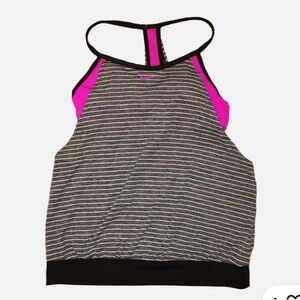 Nike Pink and Gray Striped Tank Top